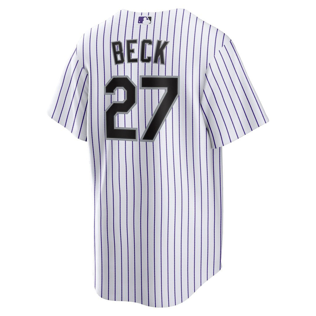 Men's Colorado Rockies Jordan Beck Nike White Home Replica Jersey