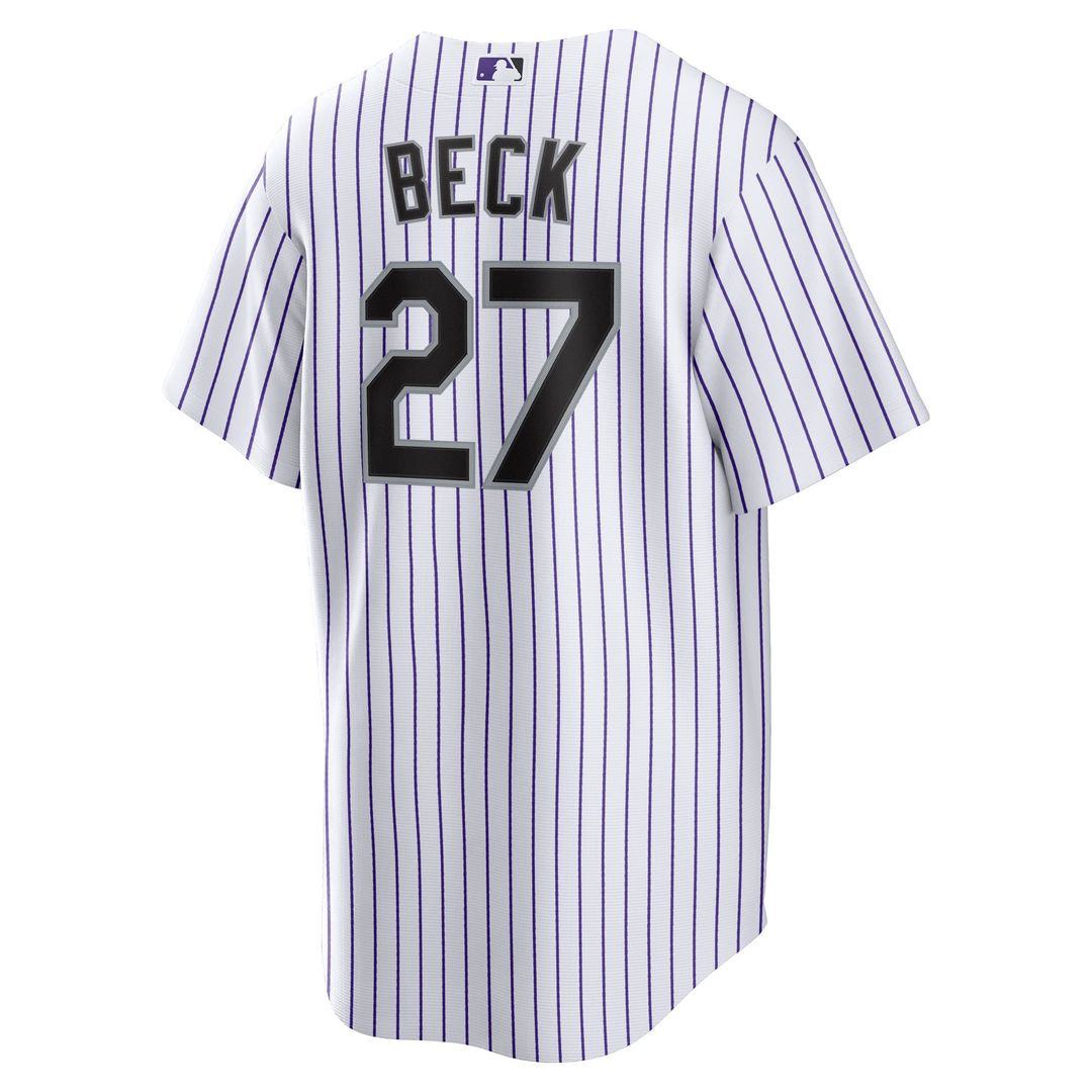 Men's Colorado Rockies Jordan Beck Nike White Home Replica Jersey