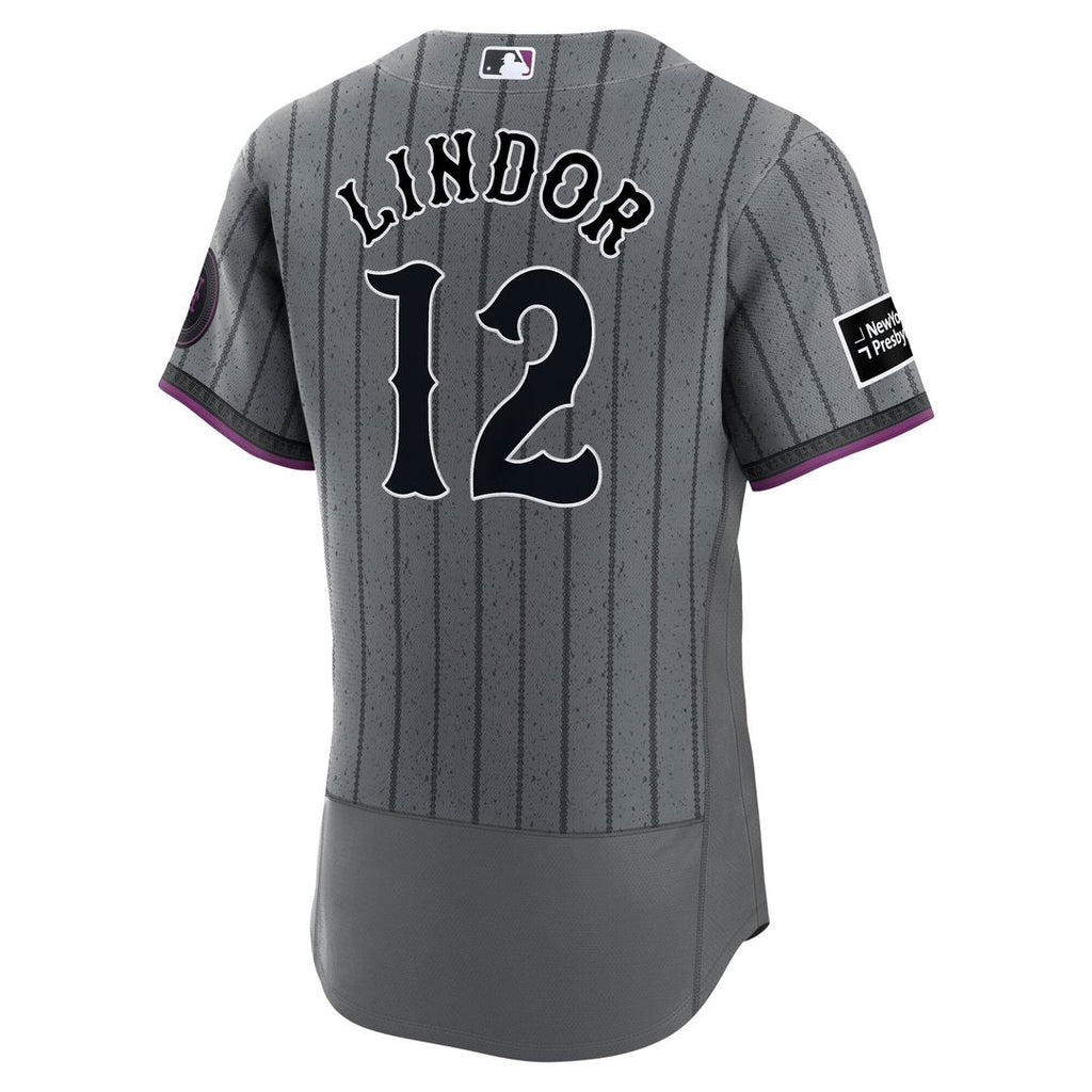 Men's New York Mets Francisco Lindor Nike Gray City Connect Authentic Sponsor Patch Jersey