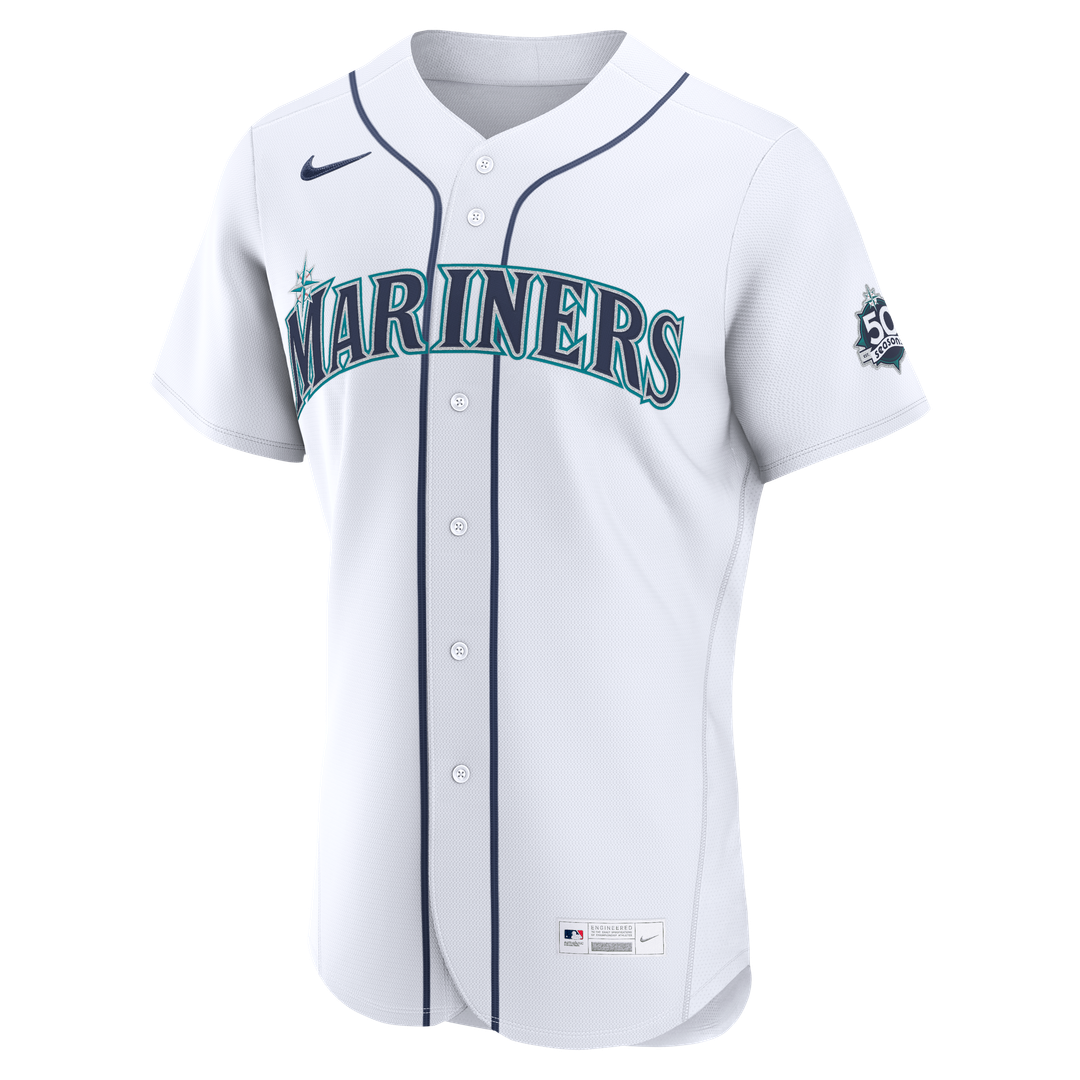Men's Seattle Mariners Randy Arozarena Nike White Home 50th Season Authentic Jersey