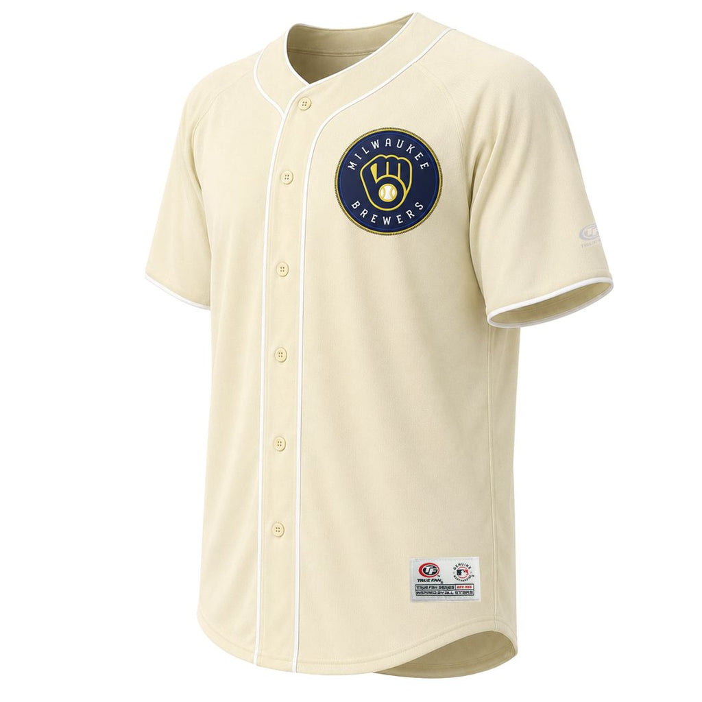 Men's Milwaukee Brewers Stitches Cream Fashion Jersey