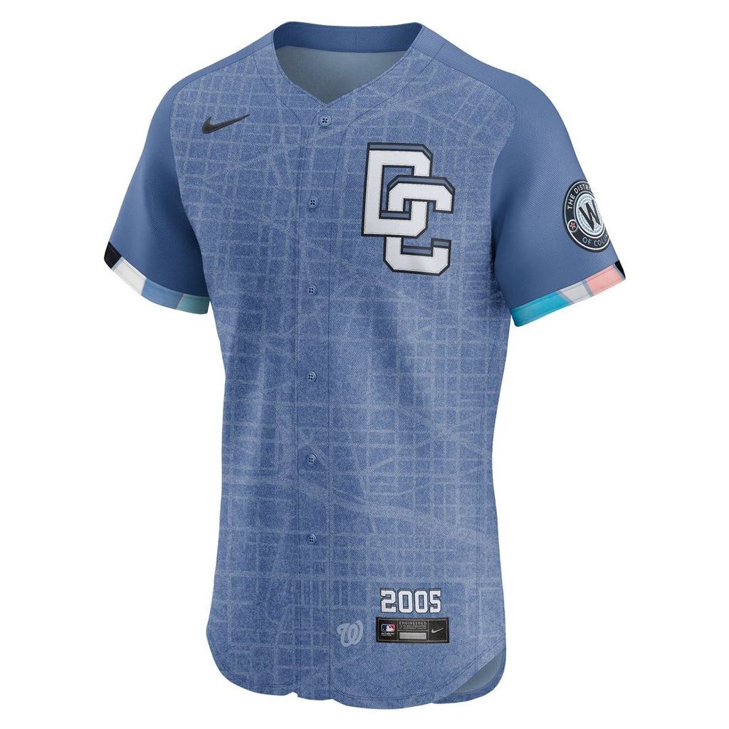 Men's Washington Nationals Dylan Crews Nike Blue 2025 City Connect Elite Player Jersey