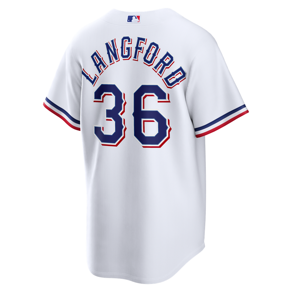 Men's Texas Rangers Wyatt Langford Nike White Home Replica Jersey