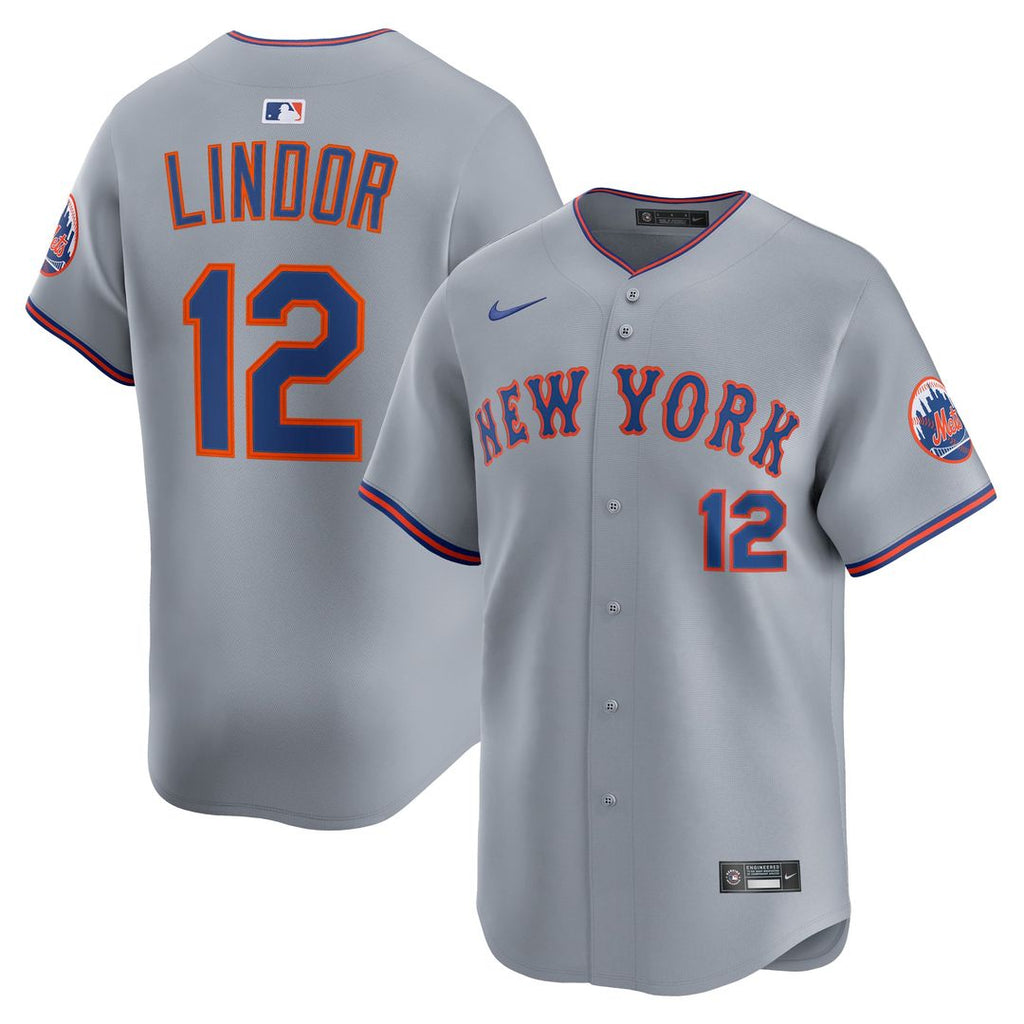 Men's New York Mets Francisco Lindor Nike Gray Road Limited Player Jersey