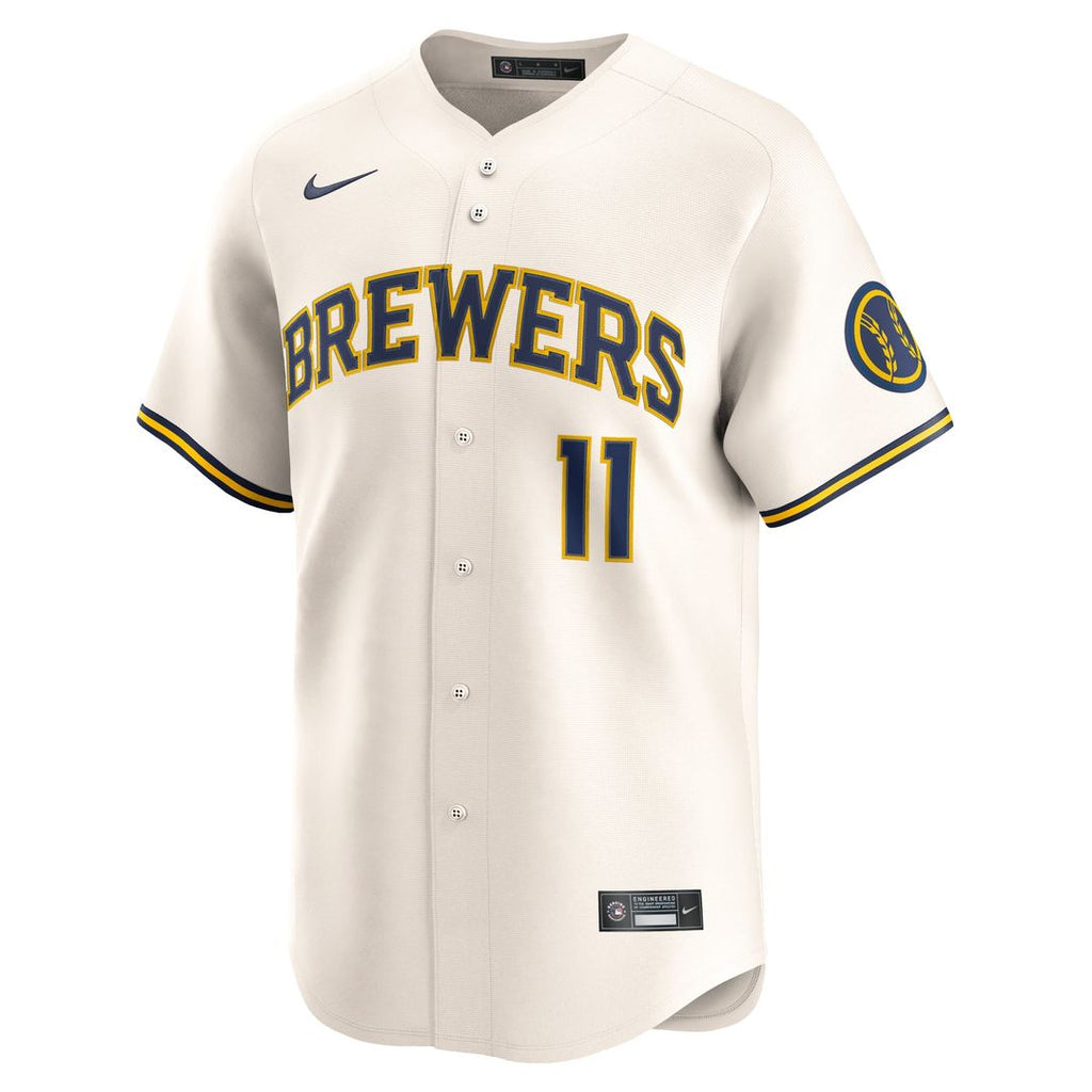 Men's Milwaukee Brewers Jackson Chourio Nike Cream Home Limited Jersey