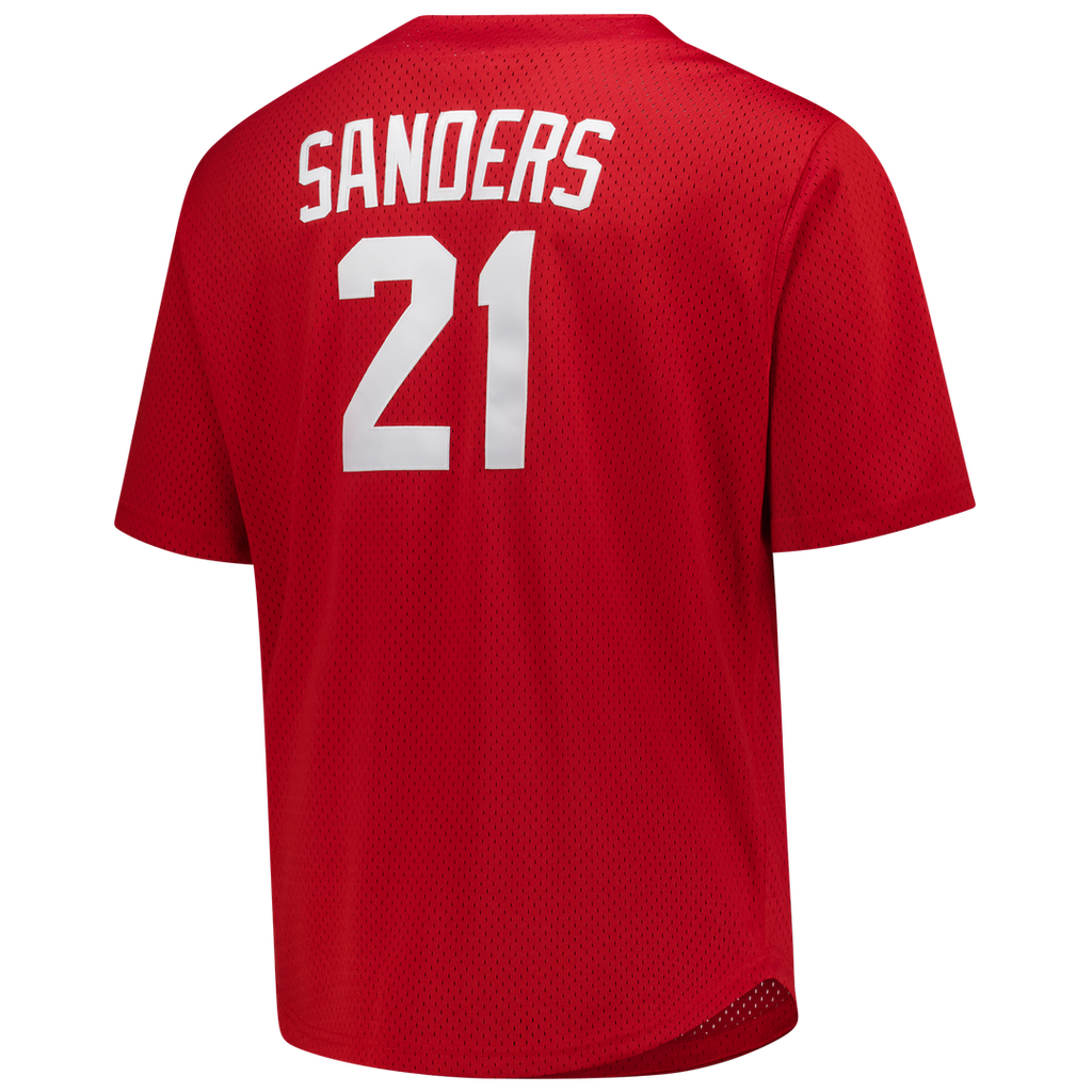 Men's Cincinnati Reds Deion Sanders Mitchell & Ness Red Big & Tall Cooperstown Mesh Batting Practice Jersey