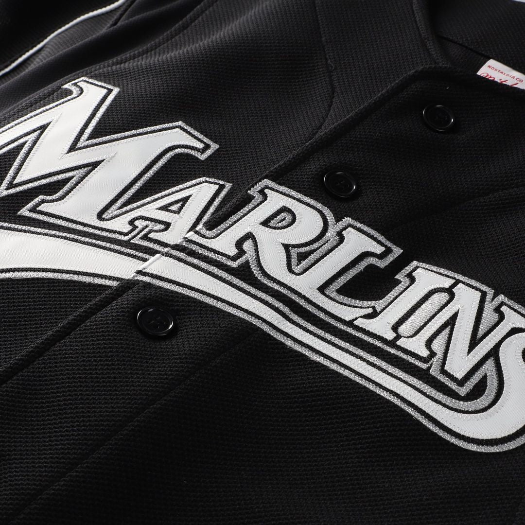 Men's Florida Marlins Dontrelle Willis Mitchell & Ness Black Cooperstown Collection Mesh Batting Practice Button-Up Jersey