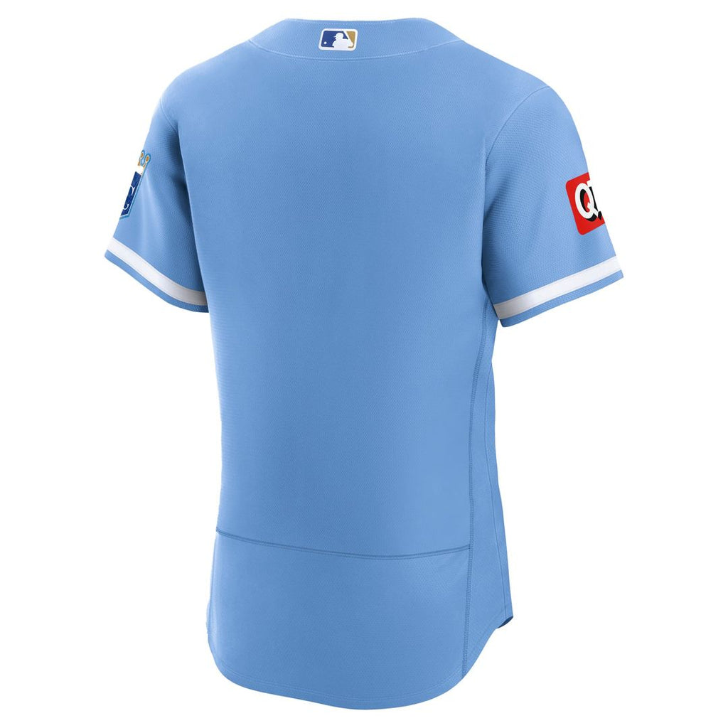 Men's Kansas City Royals Nike Light Blue Alternate Sponsor Patch Authentic Jersey