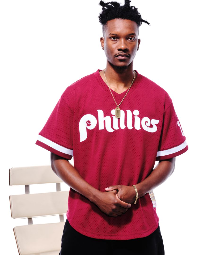 Men's Philadelphia Phillies John Kruk Mitchell & Ness Burgundy Big & Tall Cooperstown Collection Mesh Batting Practice Jersey
