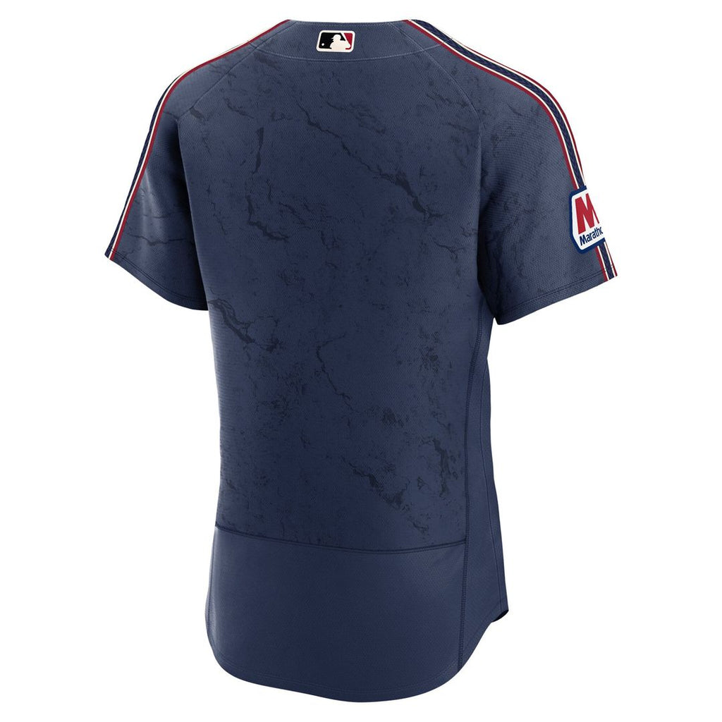 Men's Cleveland Guardians Nike Navy City Connect Authentic Sponsor Patch Jersey