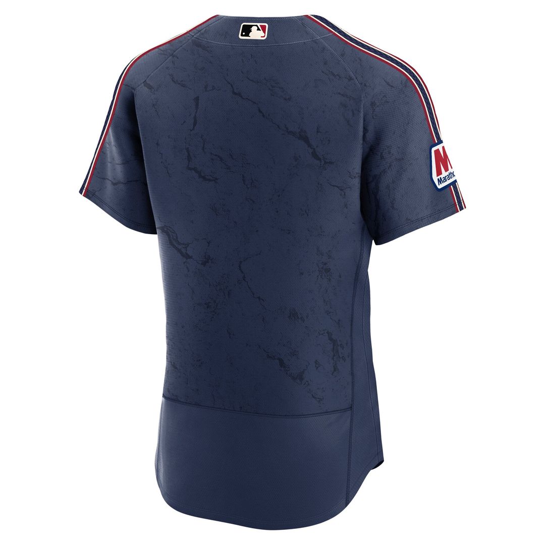 Men's Cleveland Guardians Nike Navy City Connect Authentic Sponsor Patch Jersey