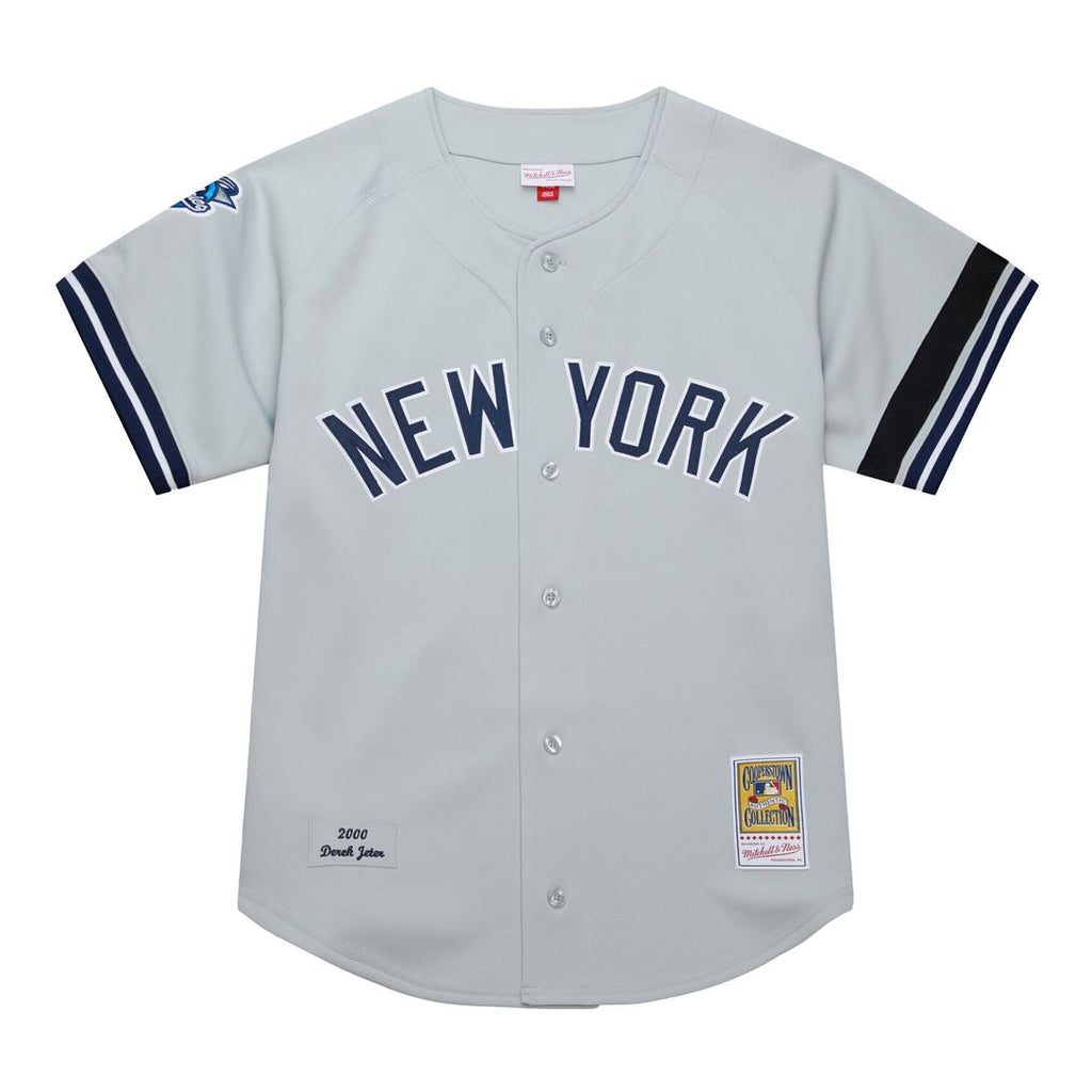Men's New York Yankees Derek Jeter Mitchell & Ness Gray Cooperstown Collection 2000 World Series Authentic Jersey