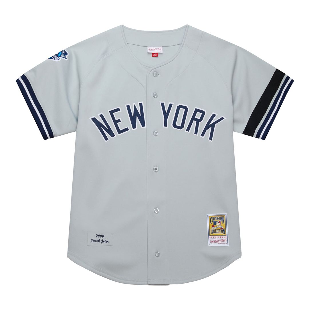 Men's New York Yankees Derek Jeter Mitchell & Ness Gray Cooperstown Collection 2000 World Series Authentic Jersey