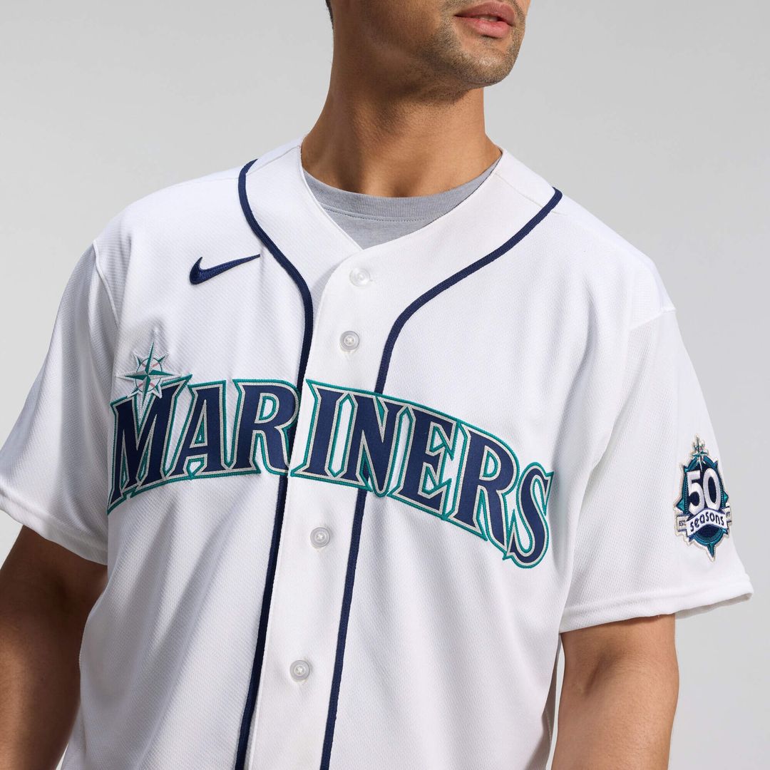 Men's Seattle Mariners  Nike White 50th Anniversary Patch Home Authentic Jersey