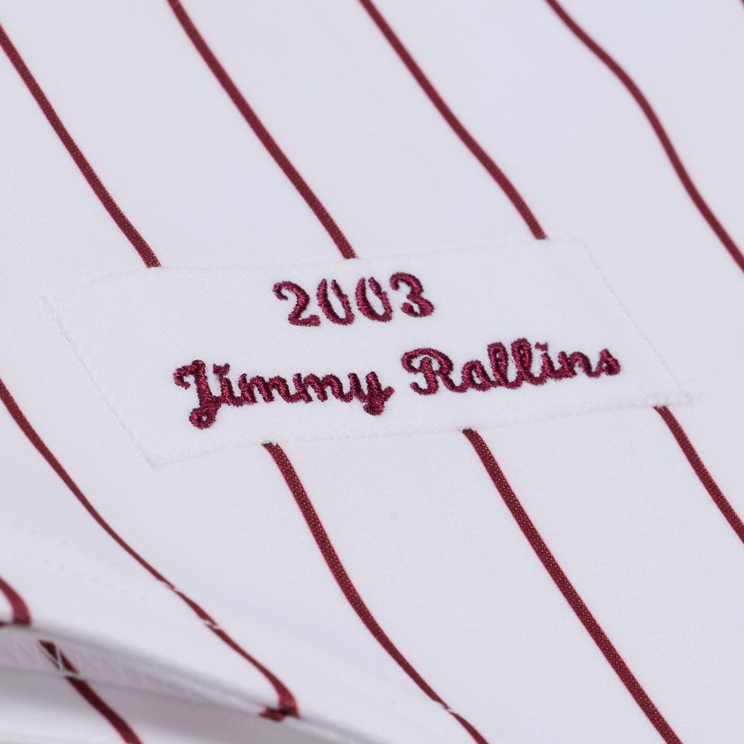 Men's Philadelphia Phillies Jimmy Rollins Mitchell & Ness White 2003 Cooperstown Collection Authentic Jersey