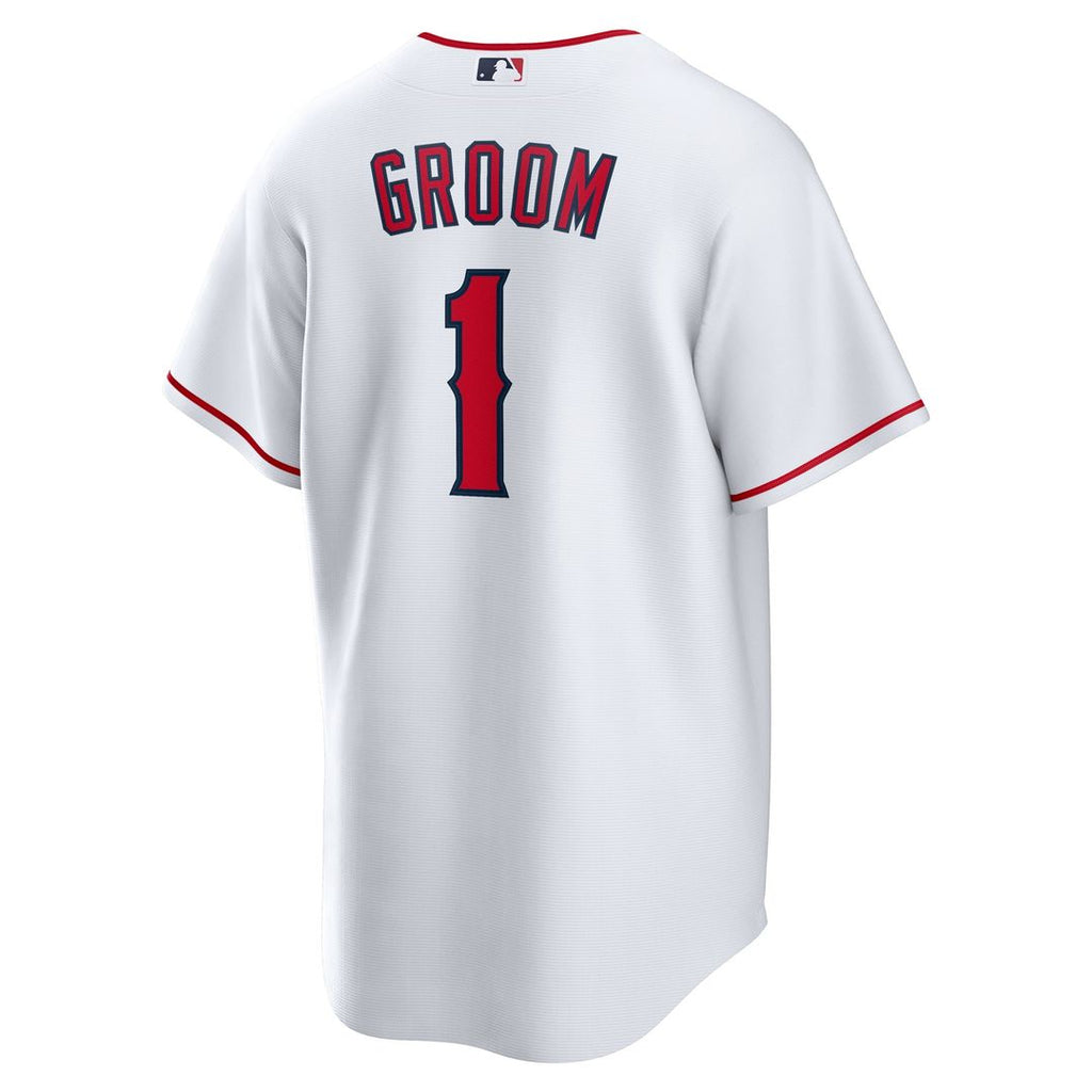 Men's Los Angeles Angels  Nike White #1 Groom Home Replica Jersey