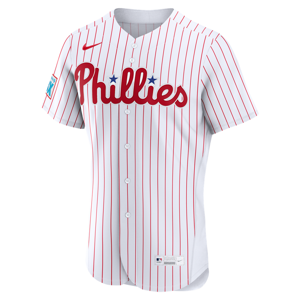 Men's Philadelphia Phillies Bryce Harper Nike White Home Authentic Sponsor Patch Jersey