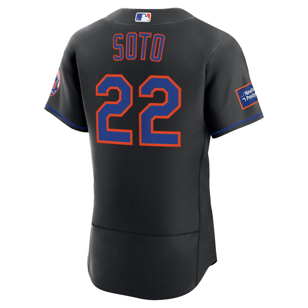 Men's New York Mets Juan Soto Nike Black Alternate Authentic Sponsor Patch Jersey