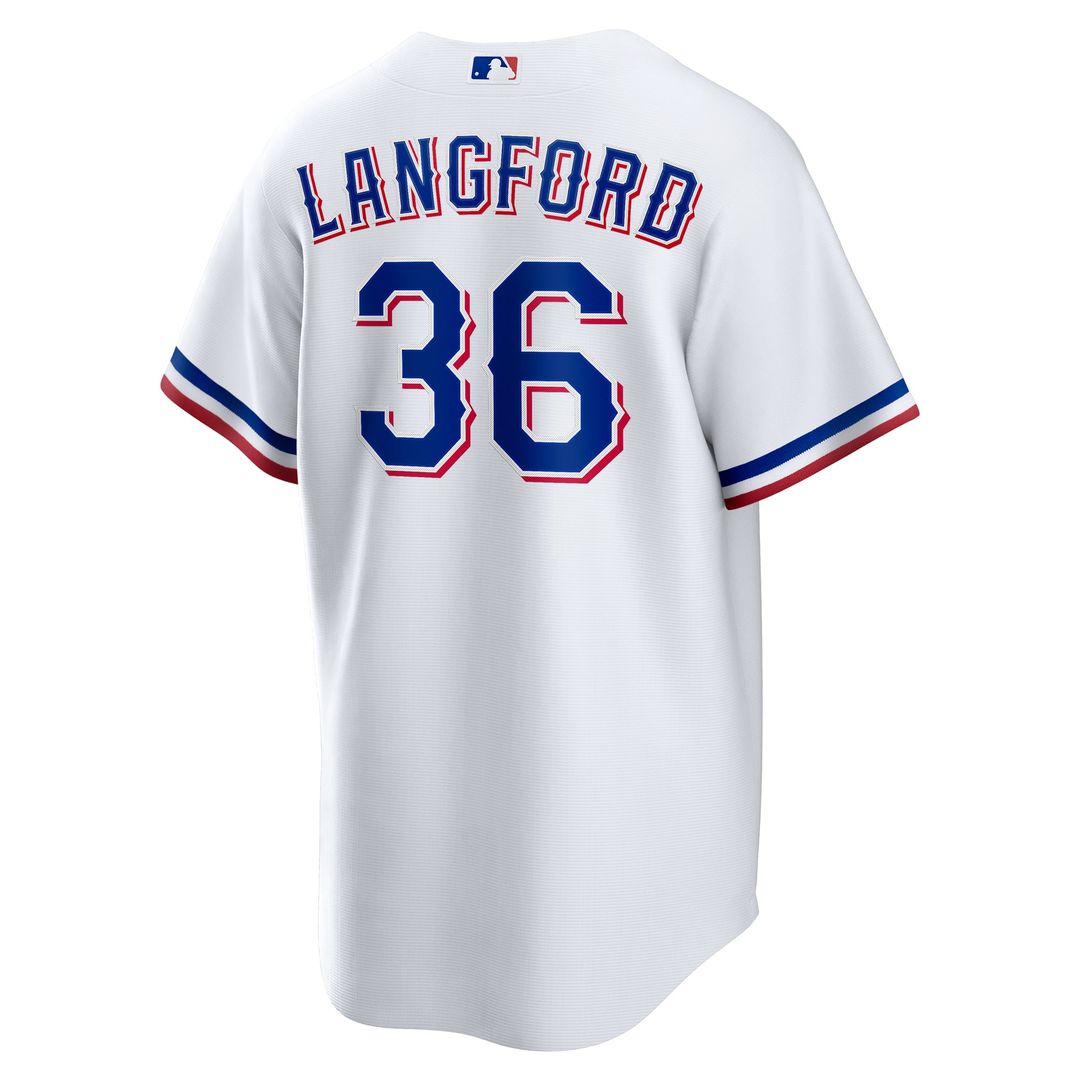 Men's Texas Rangers Wyatt Langford Nike White Home Replica Jersey
