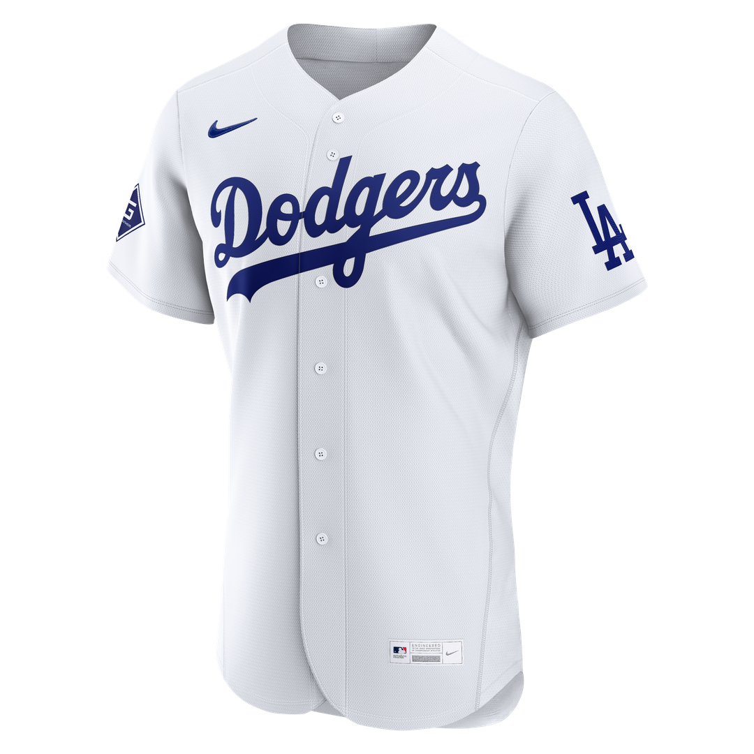 Men's Los Angeles Dodgers Nike White Home Sponsor Patch Authentic Jersey