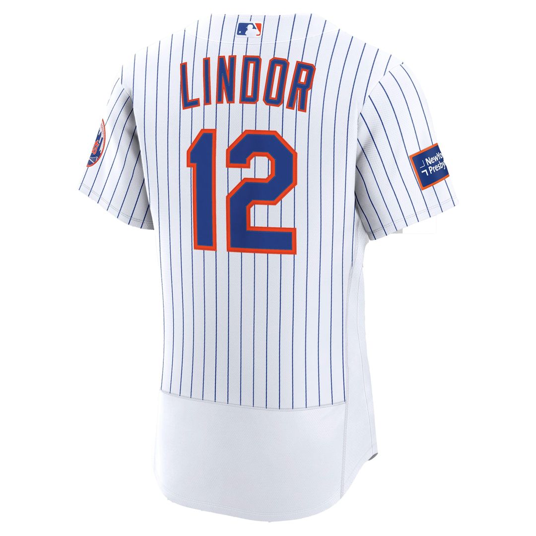Men's New York Mets Francisco Lindor Nike White Home Authentic Sponsor Patch Jersey