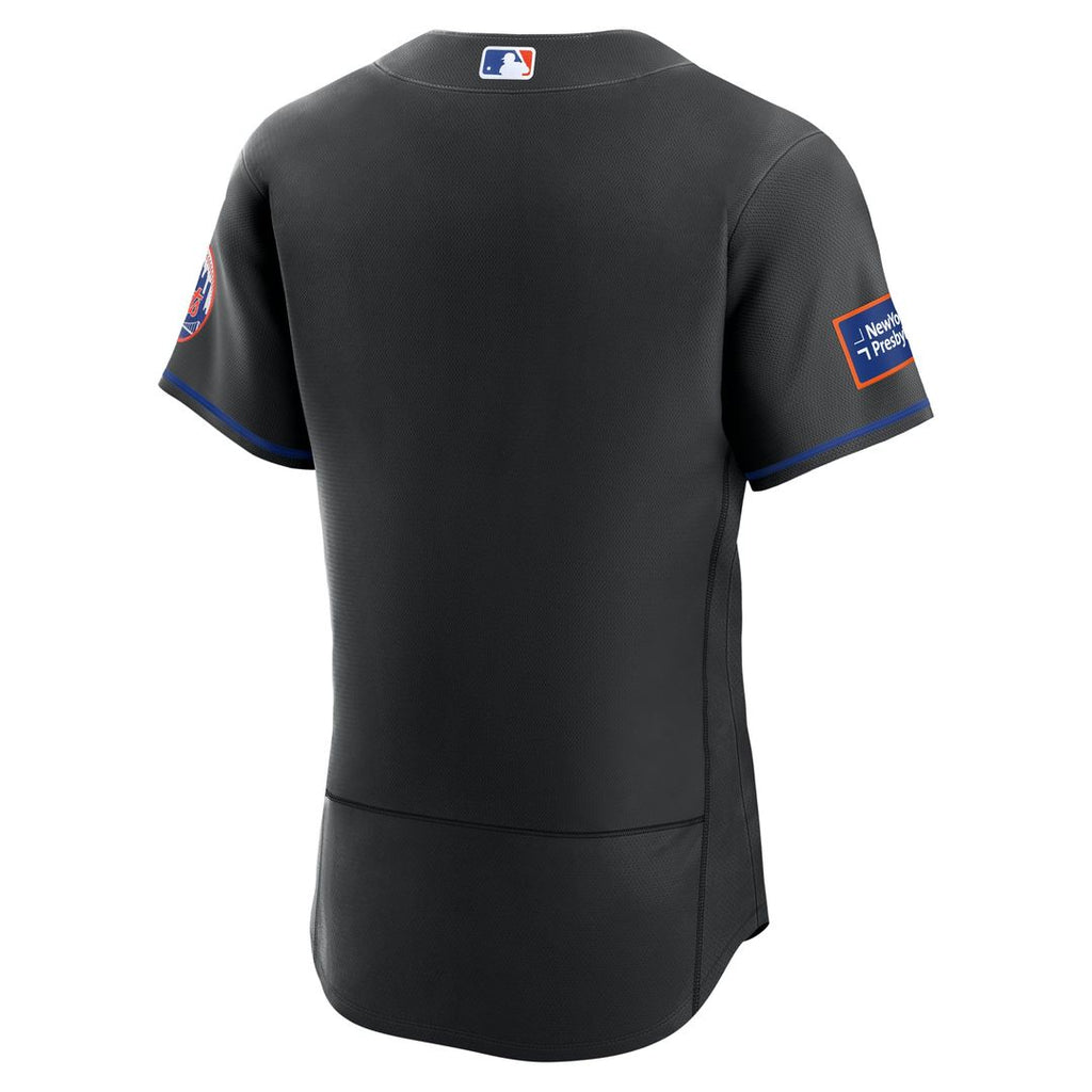 Men's New York Mets Nike Black Alternate Sponsor Patch Authentic Jersey