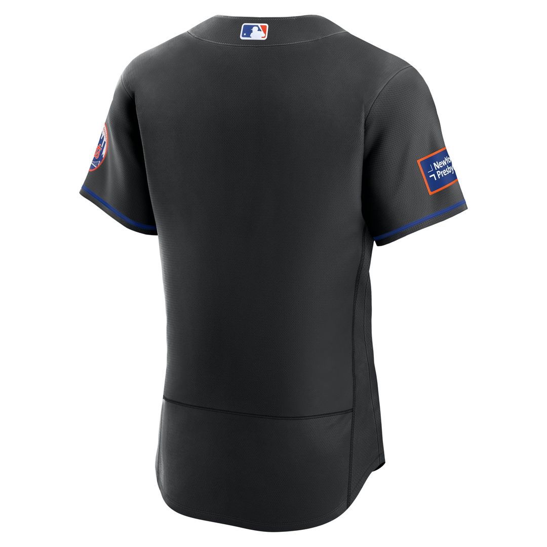 Men's New York Mets Nike Black Alternate Sponsor Patch Authentic Jersey