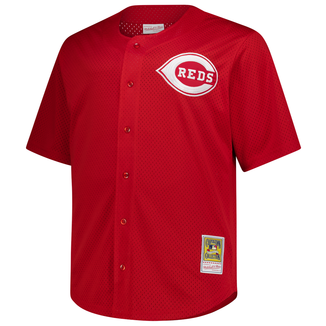 Men's Cincinnati Reds Deion Sanders Mitchell & Ness Red Big & Tall Cooperstown Mesh Batting Practice Jersey
