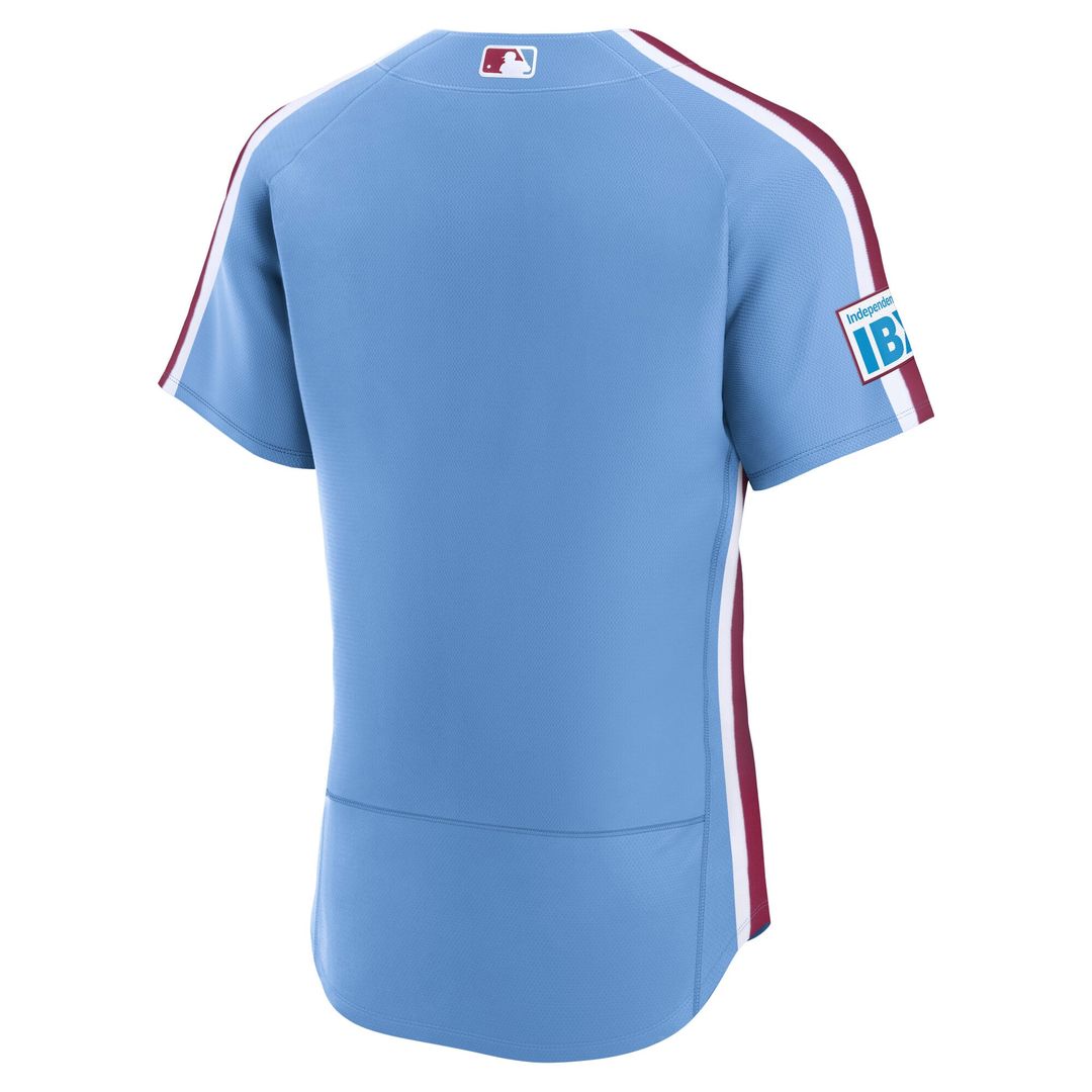 Men's Philadelphia Phillies Nike Light Blue Alternate Sponsor Patch Authentic Jersey