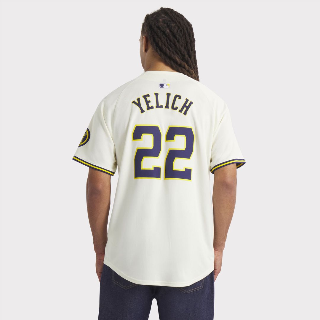 Men's Milwaukee Brewers Christian Yelich Nike Cream Home Limited Player Jersey