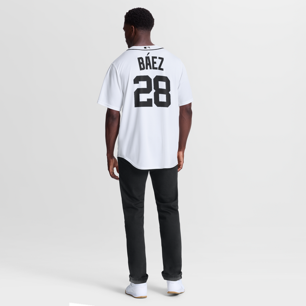 Men's  Detroit Tigers Javier Báez Nike White Home Replica Jersey