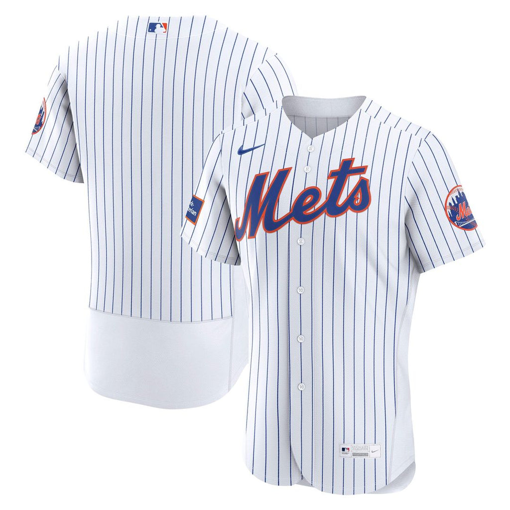 Men's New York Mets Nike White Home Sponsor Patch Authentic Jersey