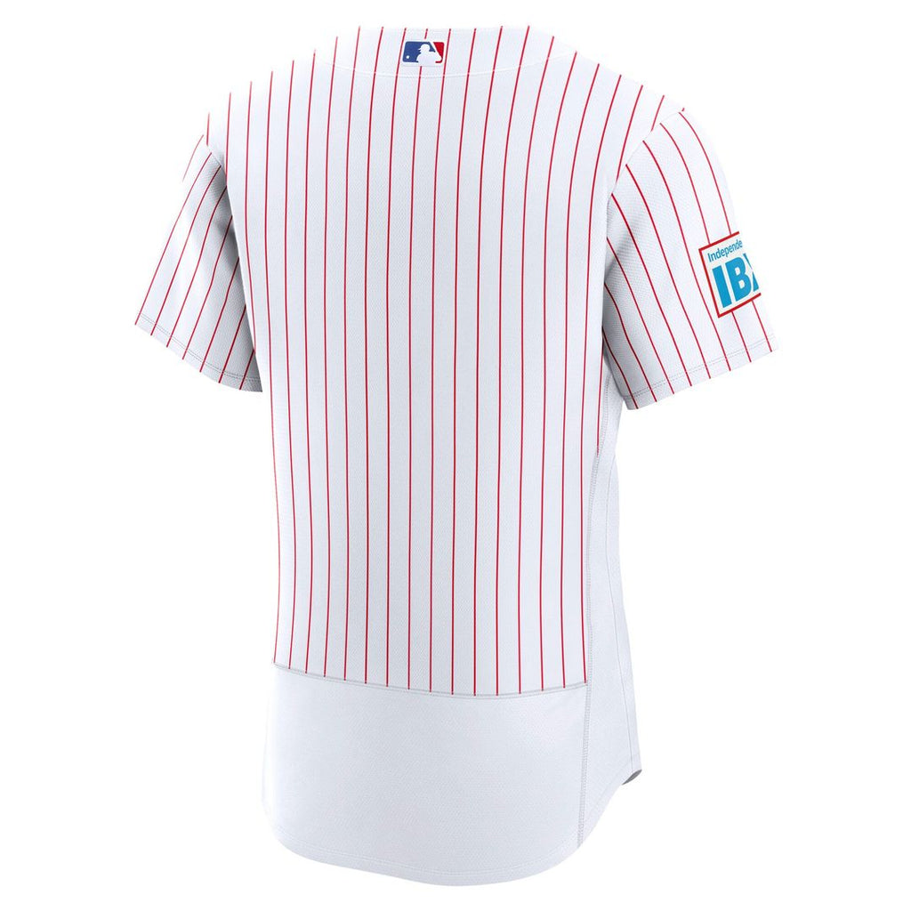 Men's Philadelphia Phillies Nike White Home Sponsor Patch Authentic Jersey