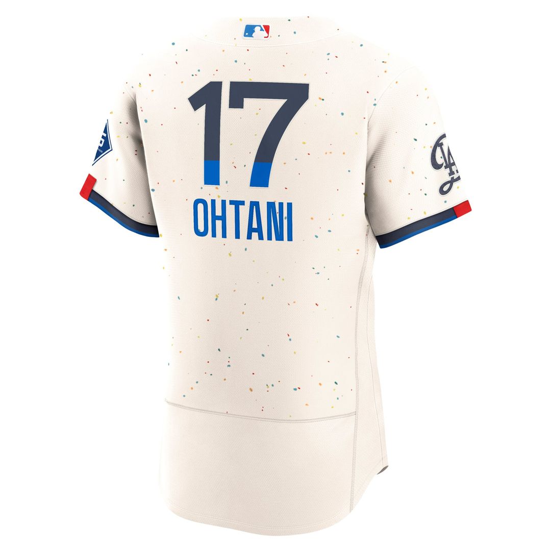 Men's Los Angeles Dodgers Shohei Ohtani Nike Cream City Connect Authentic Sponsor Patch Jersey