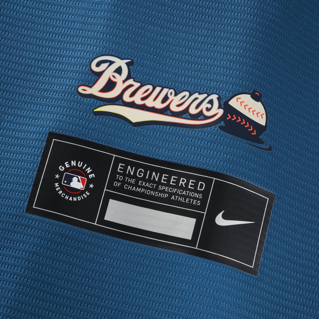 Men's Milwaukee Brewers Jackson Chourio Nike Mineral Blue 2026 City Connect Stadium Jersey