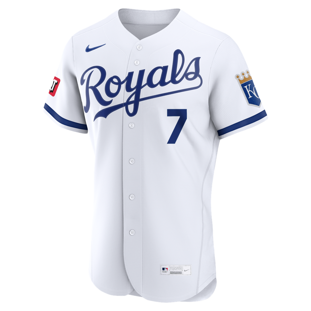 Men's Kansas City Royals Bobby Witt Jr. Nike White Home Authentic Sponsor Patch Jersey