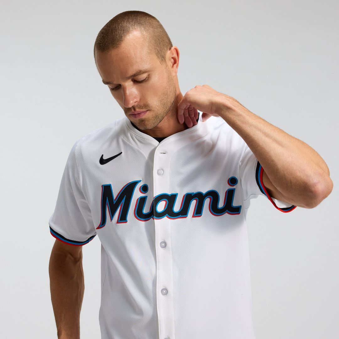 Men's Miami Marlins Nike White Home Elite Jersey