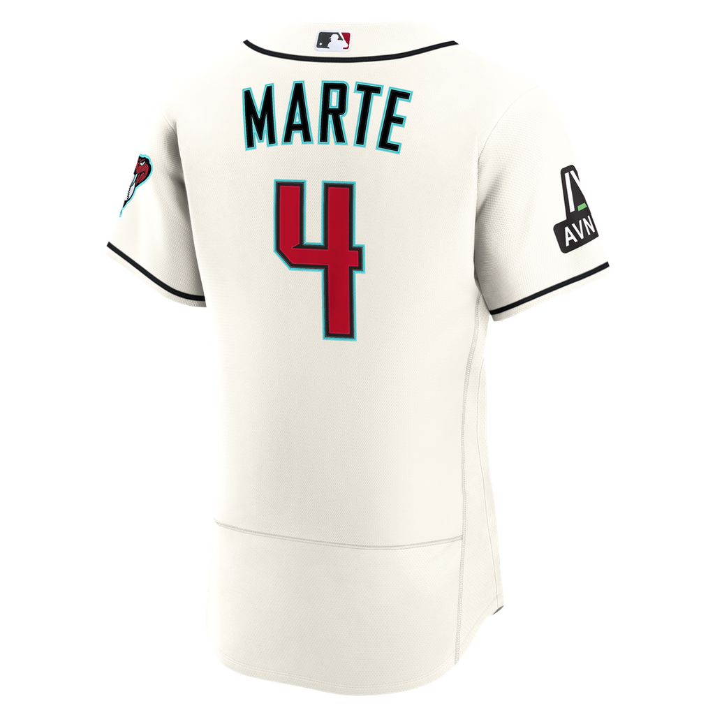 Men's Arizona Diamondbacks Ketel Marte Nike Cream Home Authentic Sponsor Patch Jersey