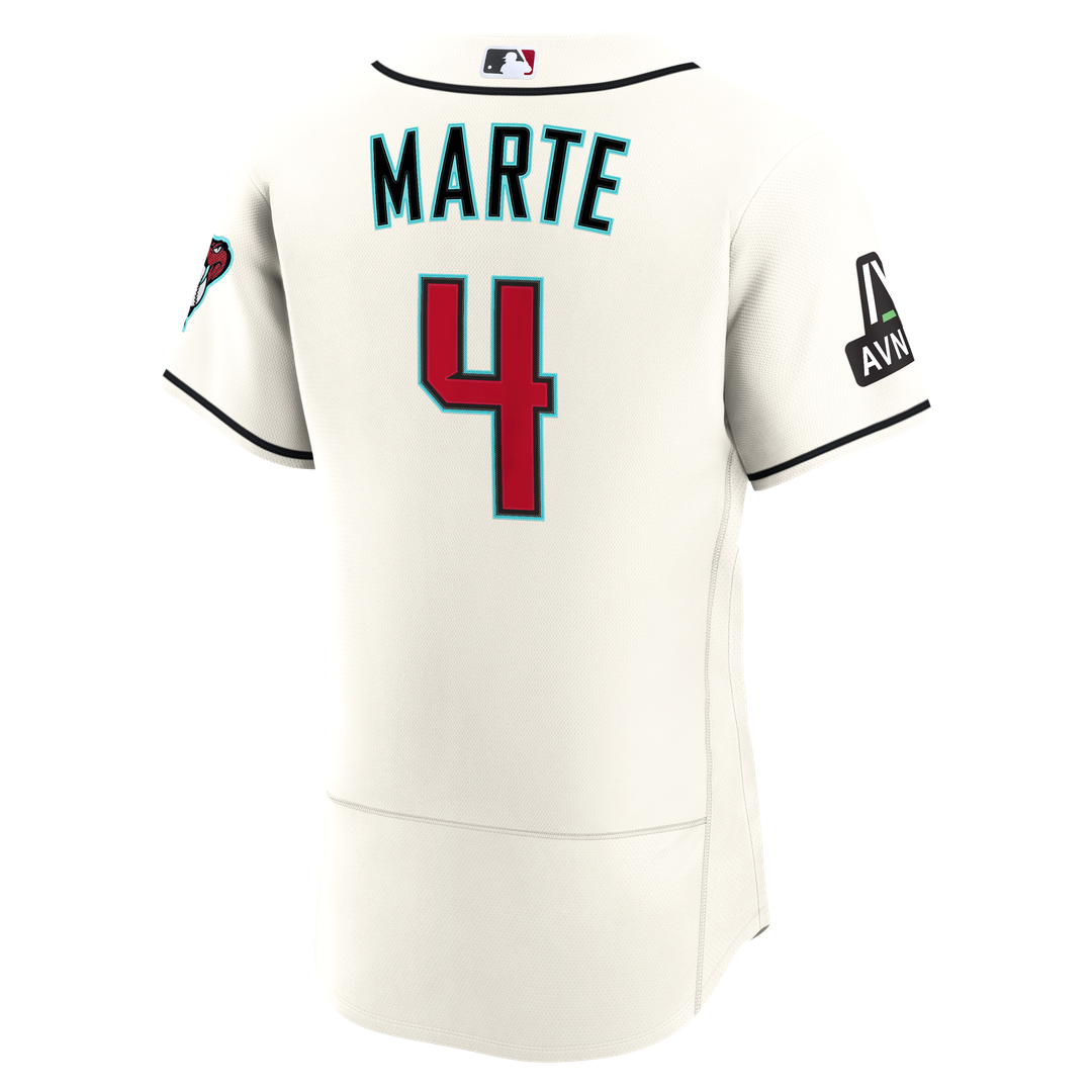 Men's Arizona Diamondbacks Ketel Marte Nike Cream Home Authentic Sponsor Patch Jersey