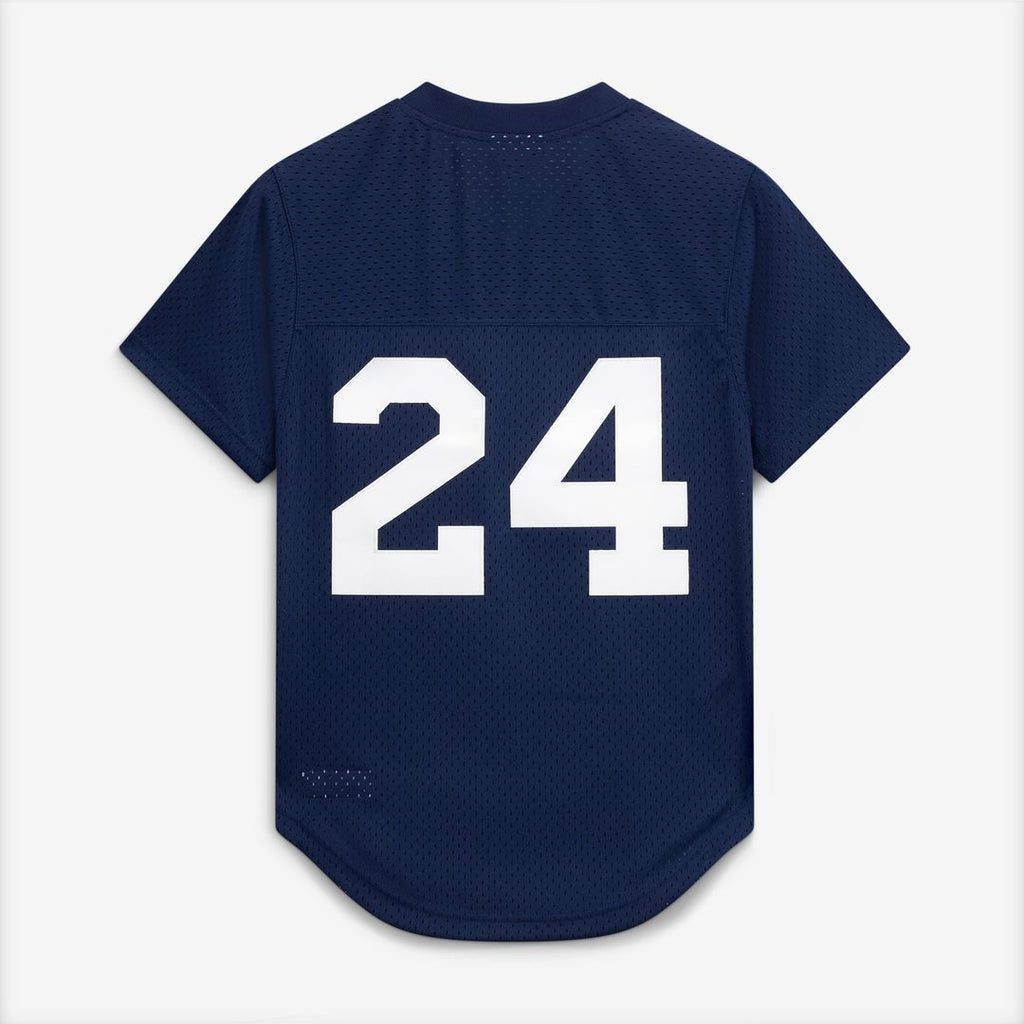 Men's New York Yankees Rickey Henderson Mitchell & Ness Navy Cooperstown Collection Mesh Batting Practice Button-Up Jersey