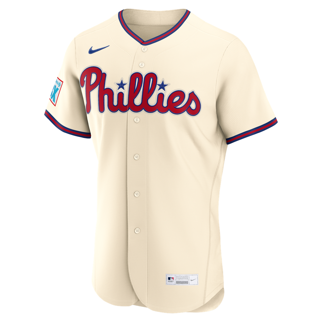 Men's Philadelphia Phillies Bryce Harper Nike Cream Alternate Authentic Sponsor Patch Jersey