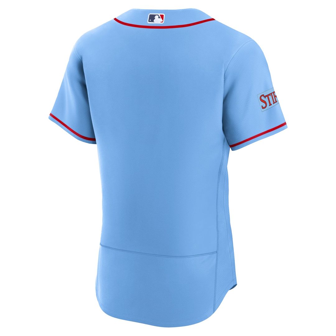 Men's St. Louis Cardinals Nike Light Blue Alternate Sponsor Patch Authentic Jersey