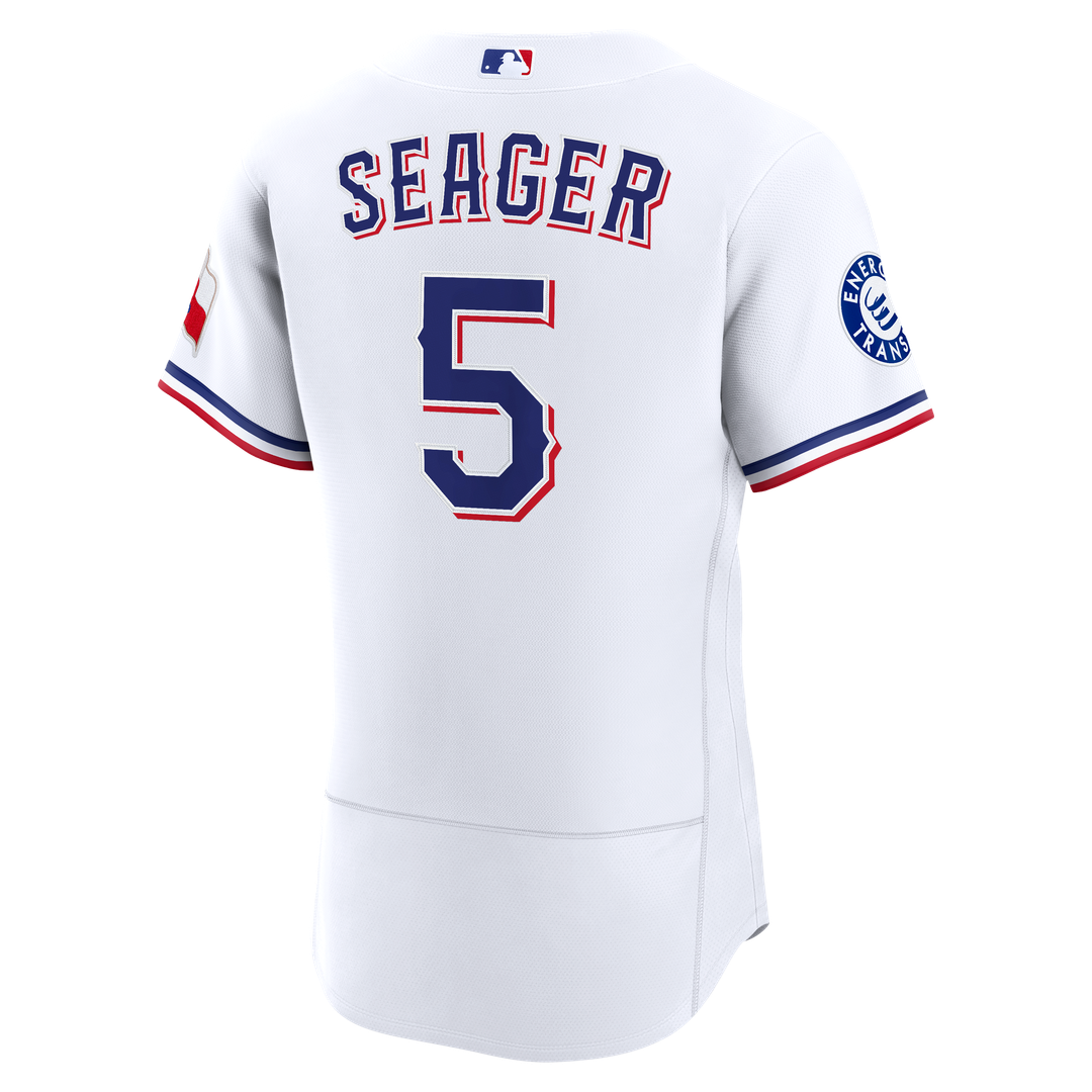 Men's Texas Rangers Corey Seager Nike White Home Authentic Sponsor Patch Jersey
