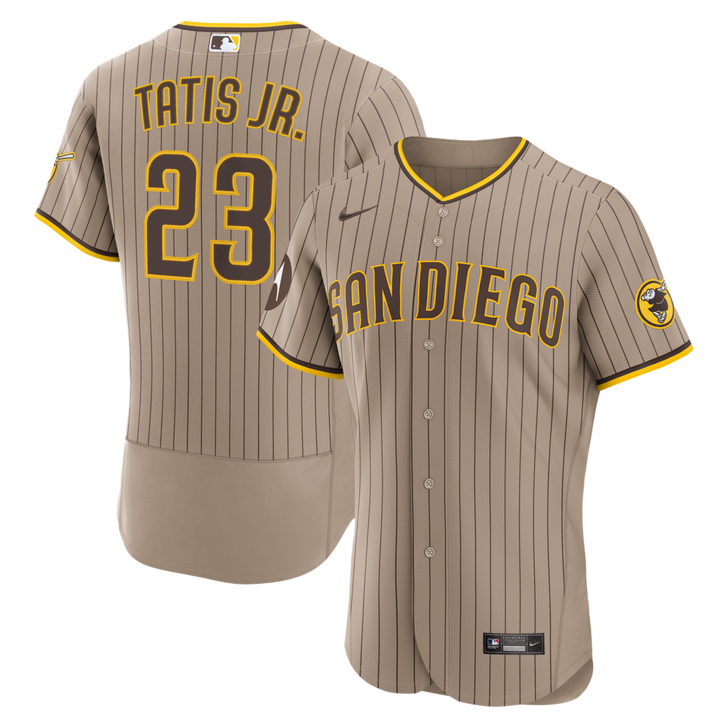 Men's San Diego Padres Fernando Tatis Jr. Nike Sand Alternate Authentic Sponsor Patch Jersey