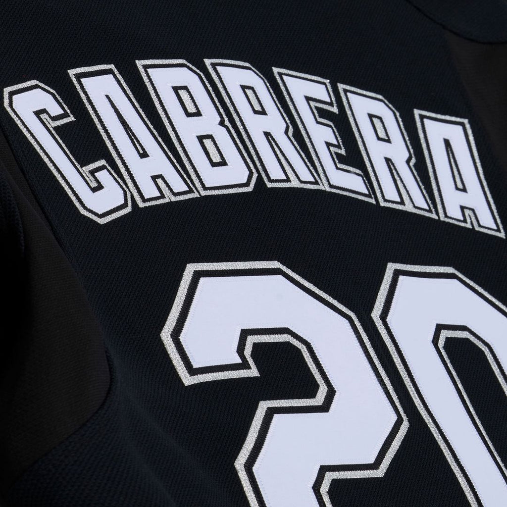Men's Florida Marlins Miguel Cabrera Mitchell & Ness Black 2003 Cooperstown Mesh Batting Practice Button-Up Jersey