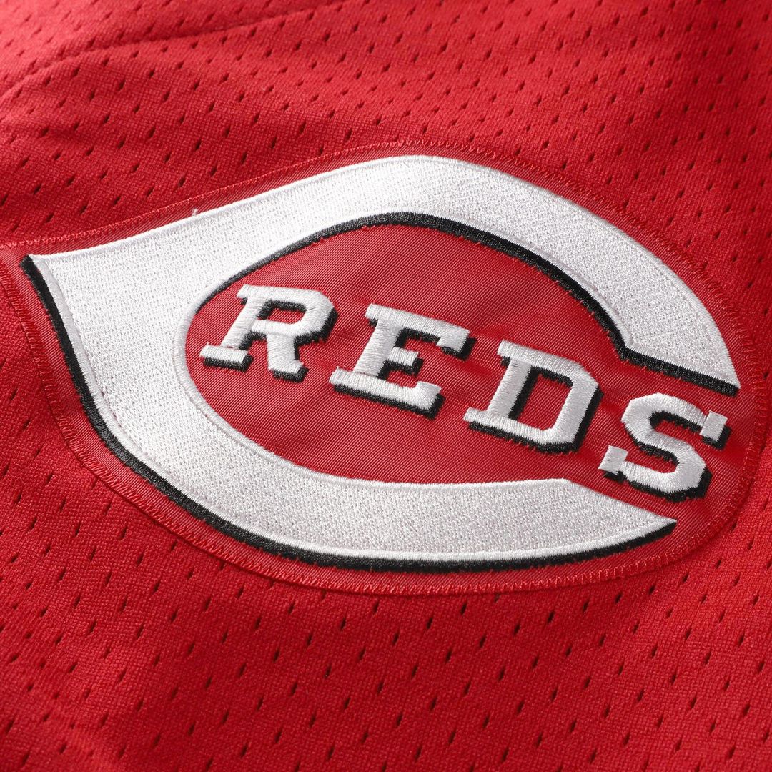 Men's Cincinnati Reds Barry Larkin Mitchell & Ness Red Throwback Cooperstown Mesh Batting Practice Jersey