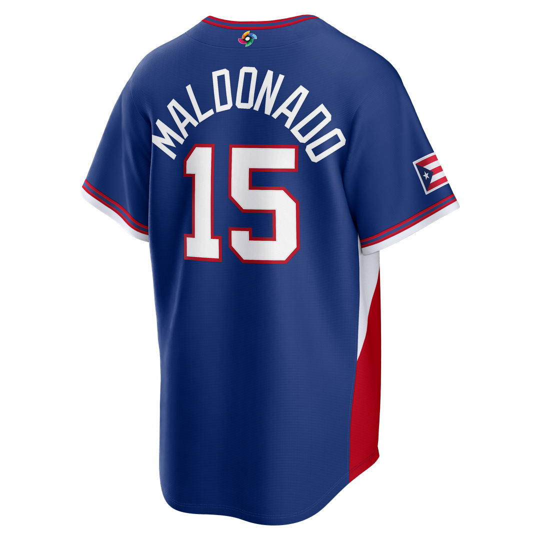 Men's Puerto Rico Baseball Martín Maldonado Nike Royal 2026 World Baseball Classic Road Stadium Jersey