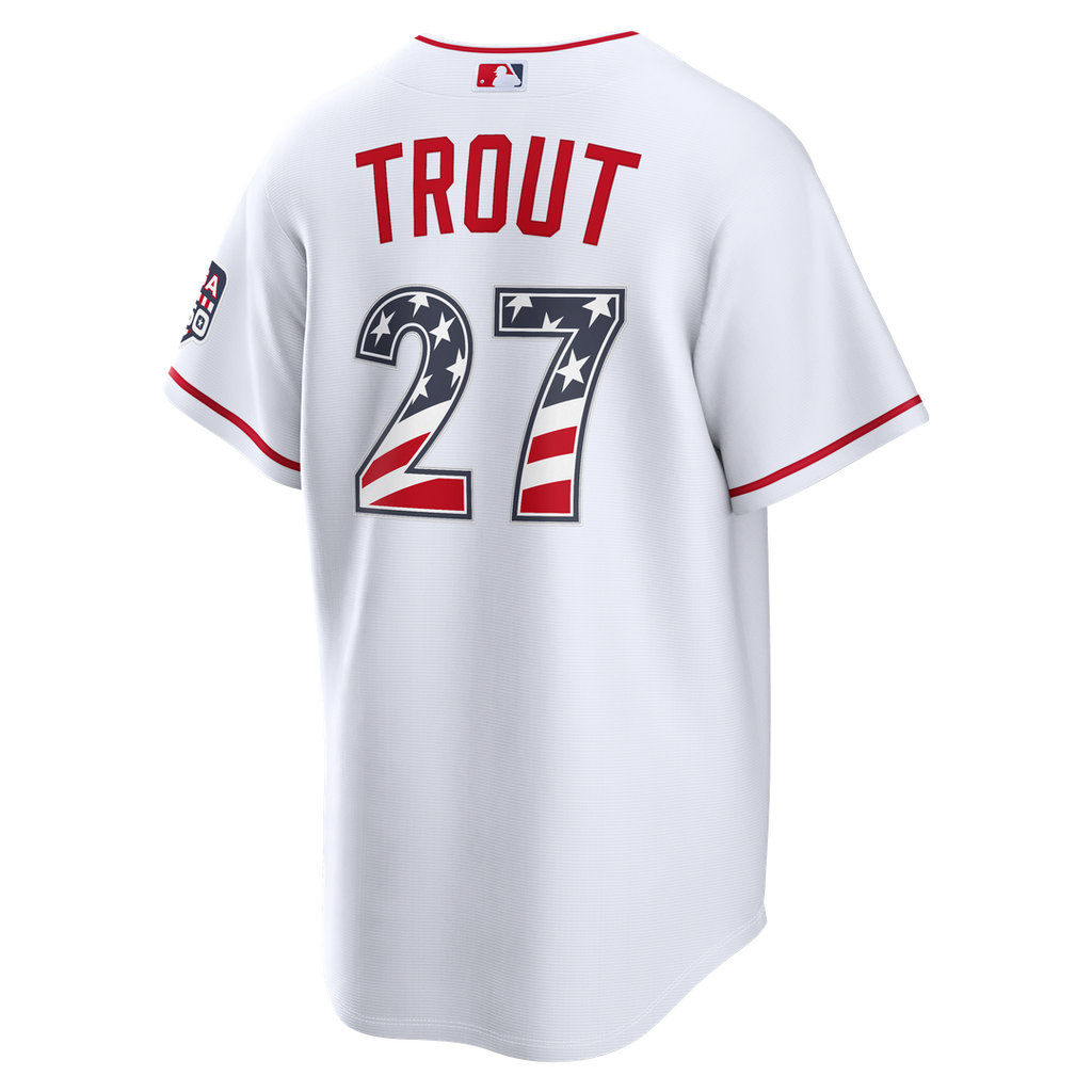 Fourth of July Men's Los Angeles Angels Mike Trout Nike White USA 250 Stadium Jersey