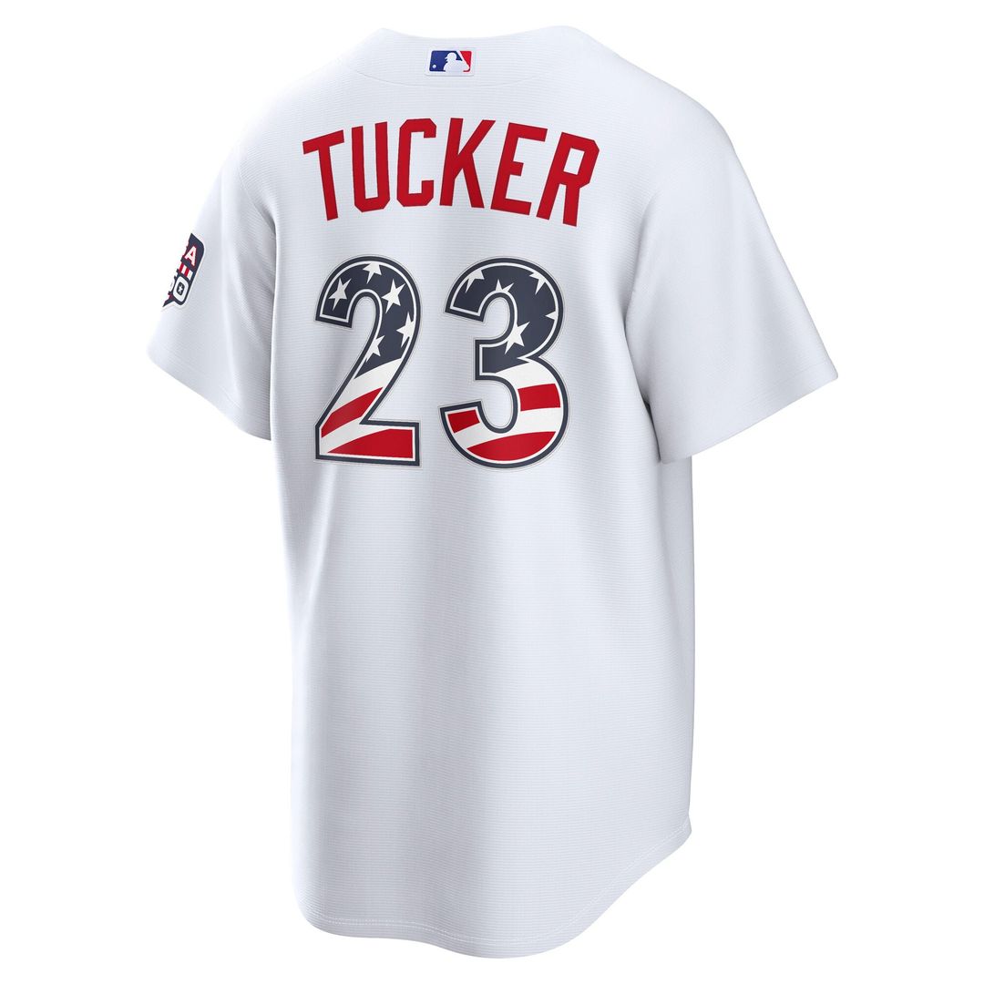 Fourth of July Men's Los Angeles Dodgers Kyle Tucker Nike White USA 250 Stadium Jersey