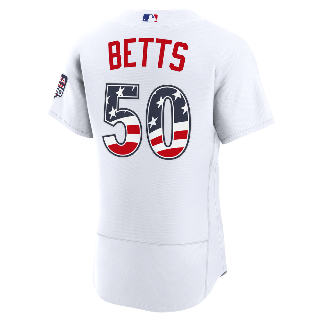 Fourth of July Men's Los Angeles Dodgers Mookie Betts Nike White USA 250 Authentic Jersey
